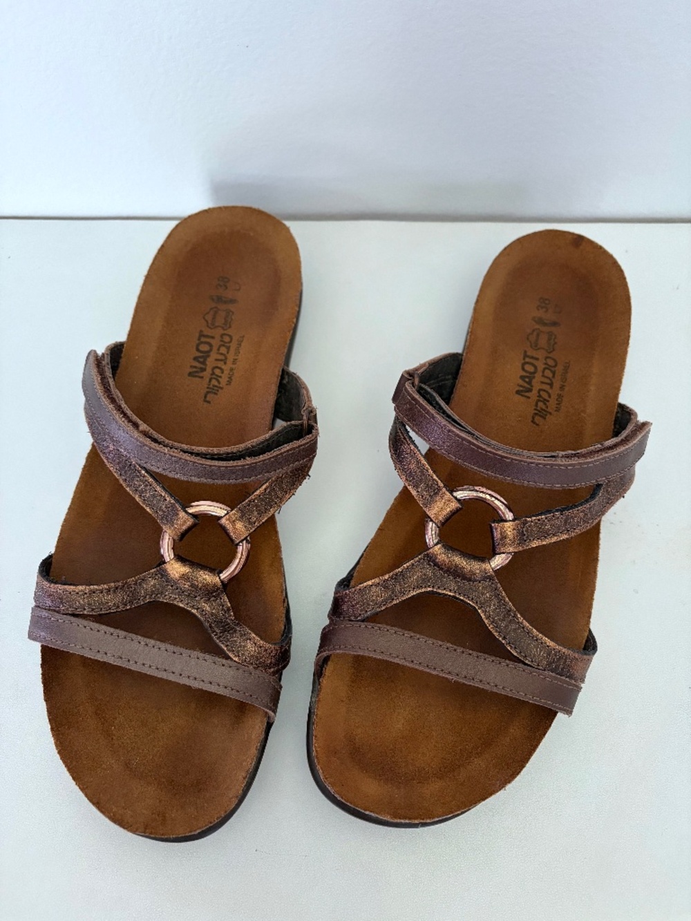 NAOT Antique Copper Brown Carmen Slip On Sandals 7 38